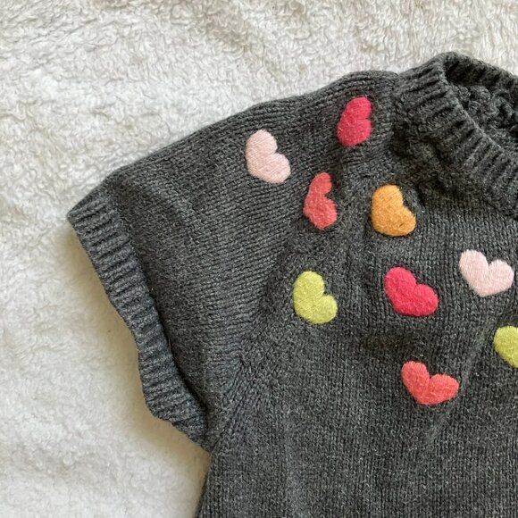 Gymboree 2T Grey Heart Knit Dress Embroidery GUC Toddler Girl - Picture 4 of 16